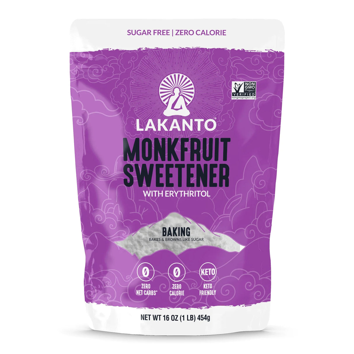LAKANTO BAKING MONKFRUIT AND ERYTHRITOL SWEETENER - BAKING SUGAR REPLACEMENT (454g)