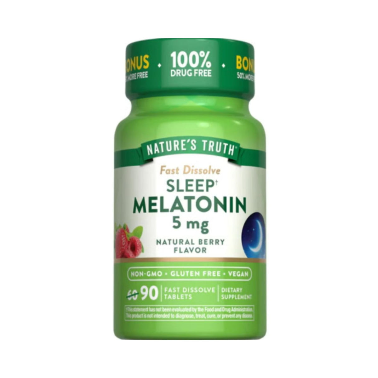 Nature’s Truth Melatonin 5 mg – 90 Fast Dissolve Tablets (Natural Berry Flavor)