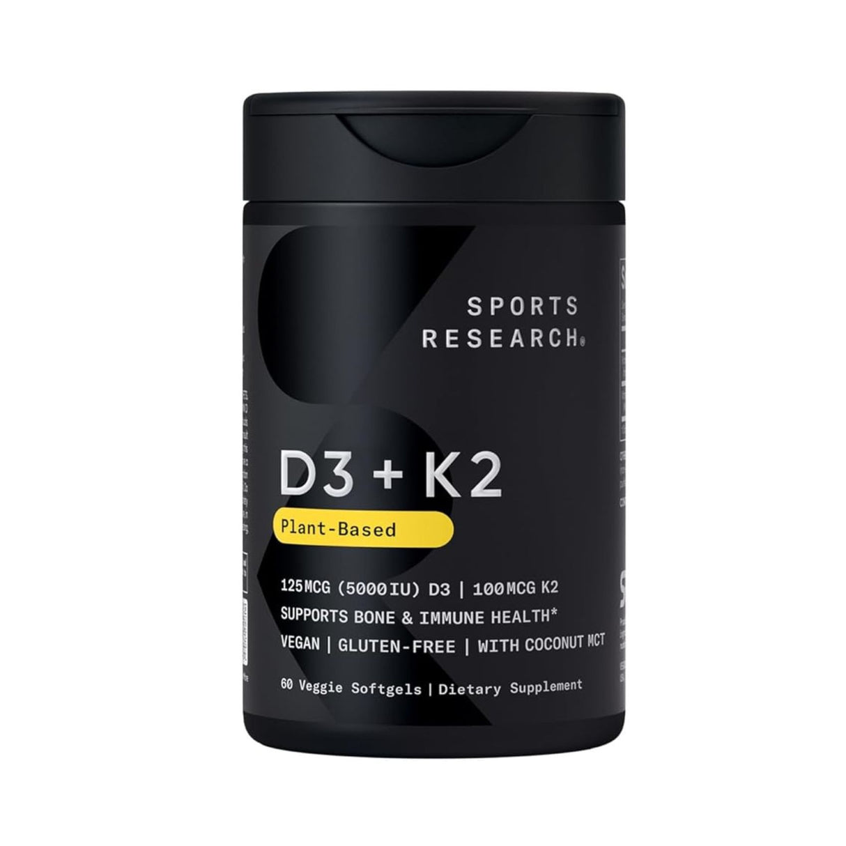 Sports Research Vegan D3 5000IU + Vitamin K2 60 Veg Softgels