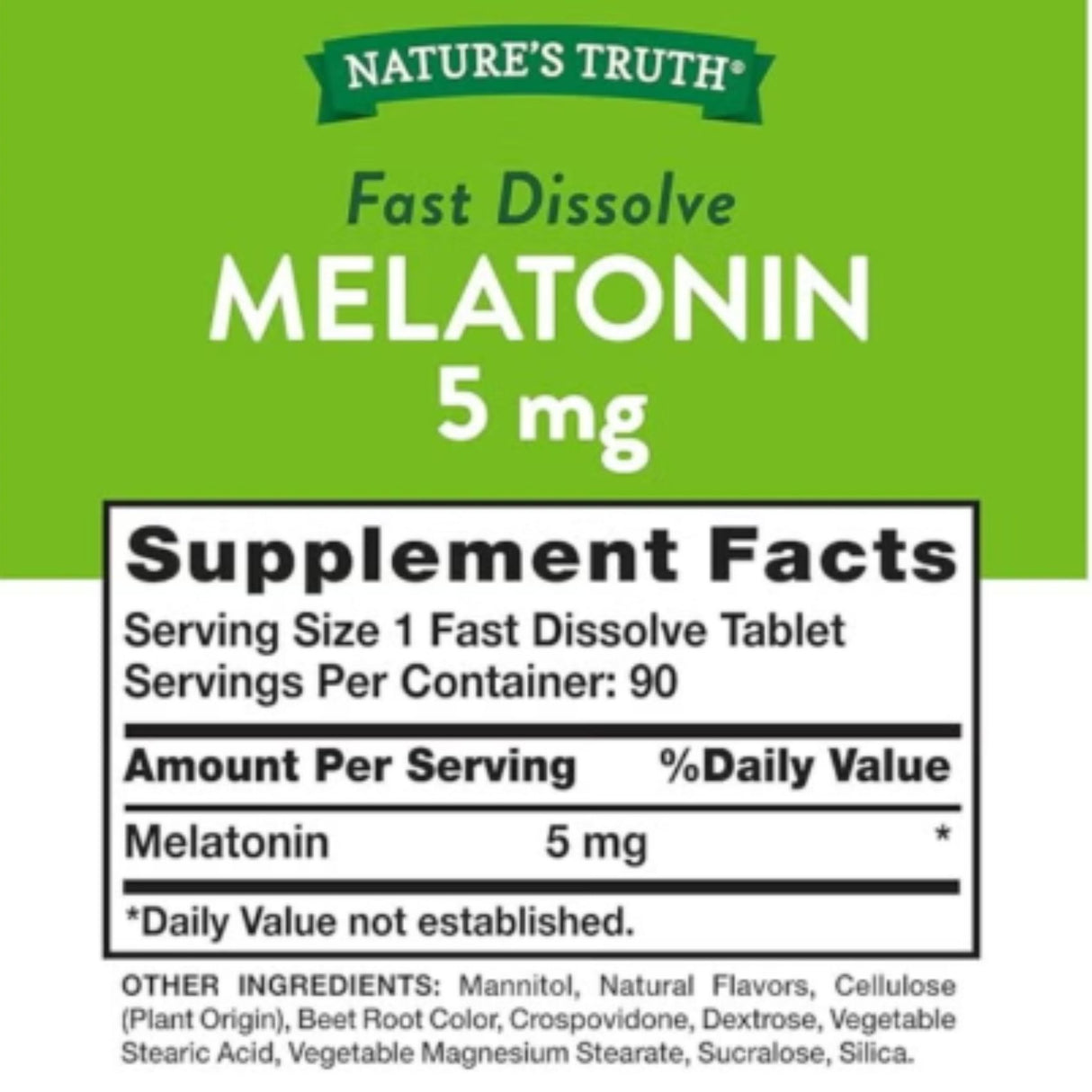 Nature’s Truth Melatonin 5 mg – 90 Fast Dissolve Tablets (Natural Berry Flavor)
