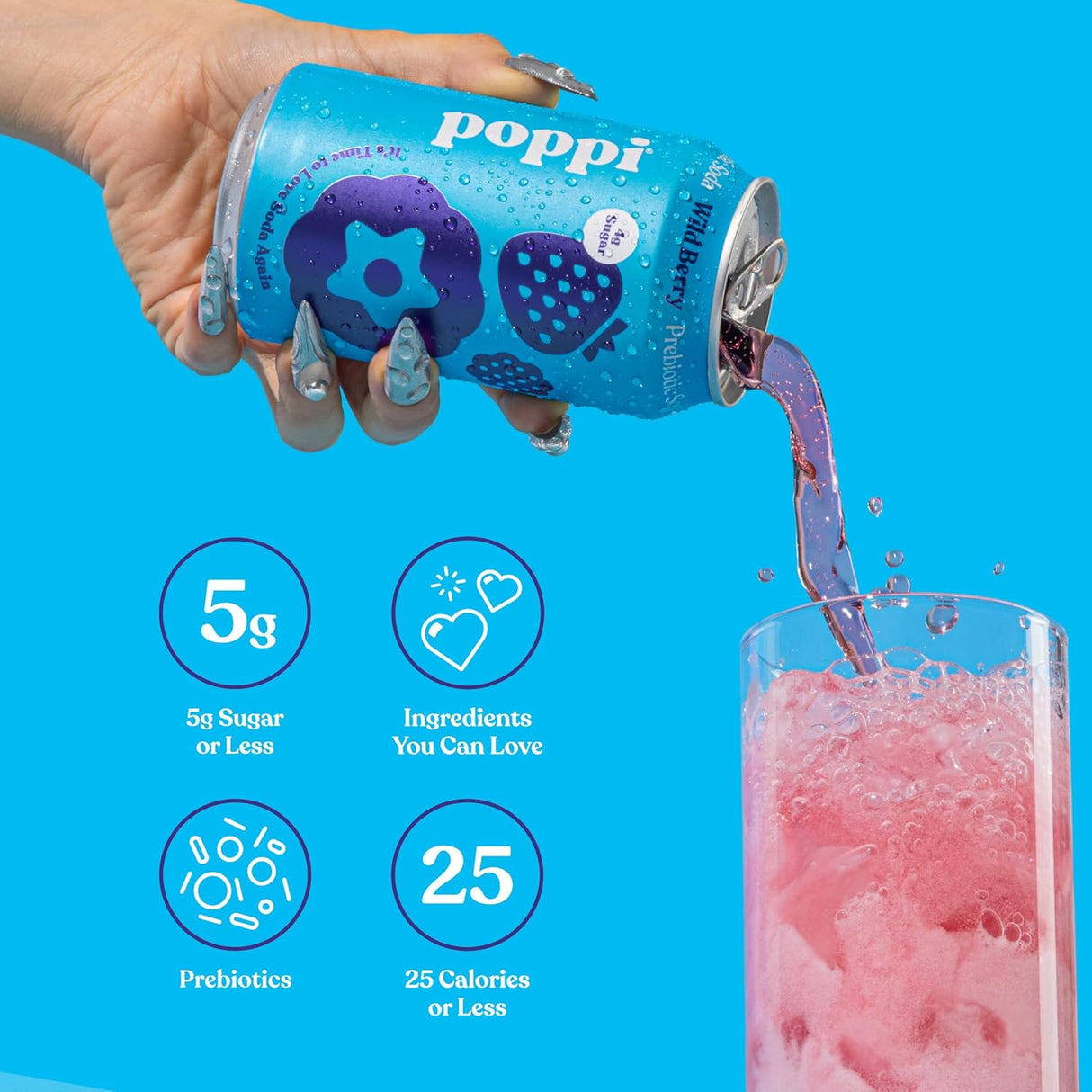 Poppi Wild Berry Prebiotic Soda (355ml)