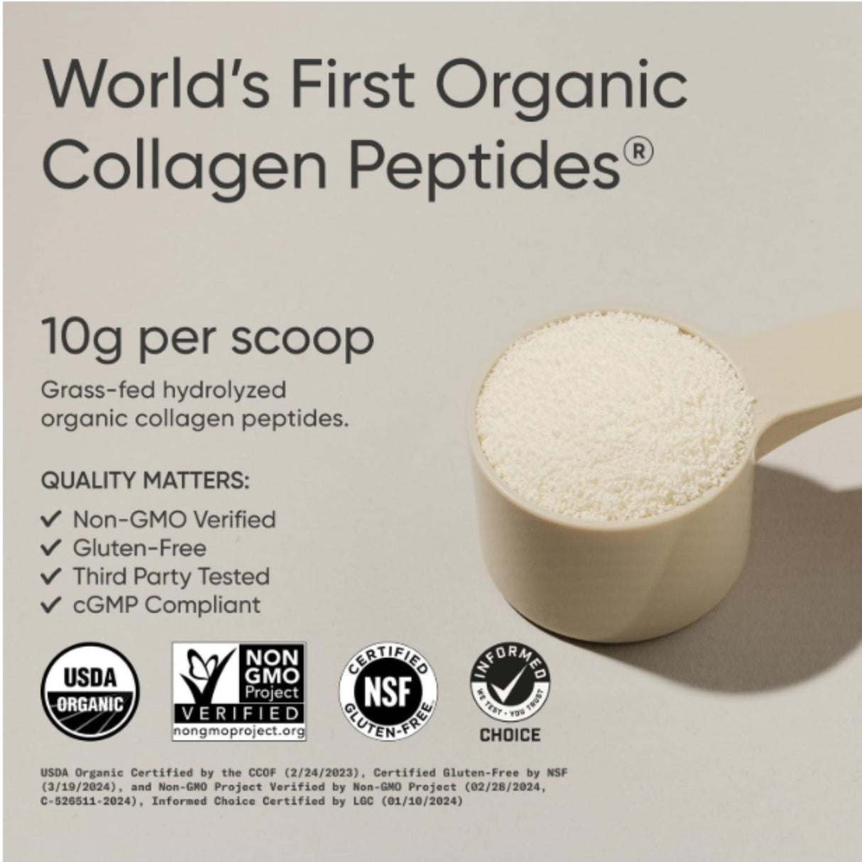 Sports Research Organic Collagen Peptides – Unflavored (30 Servings)