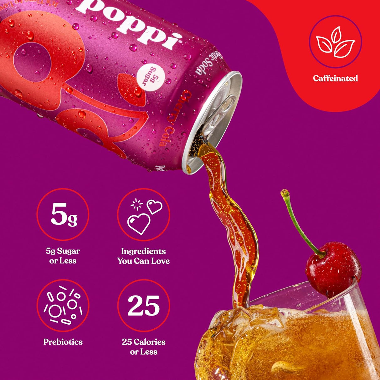 Poppi Cherry Cola Prebiotic Soda (355ml)