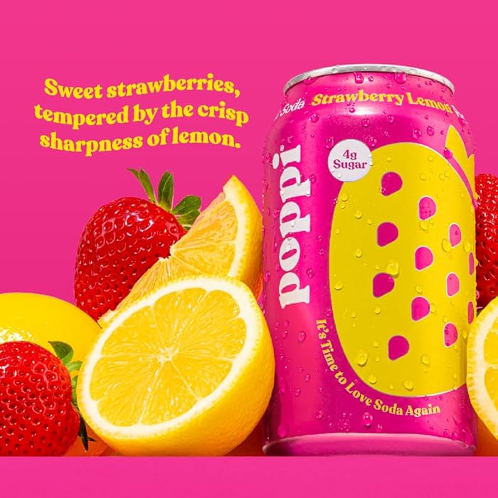 Poppi Strawberry Lemon Prebiotic Soda (355ml) - Klouds