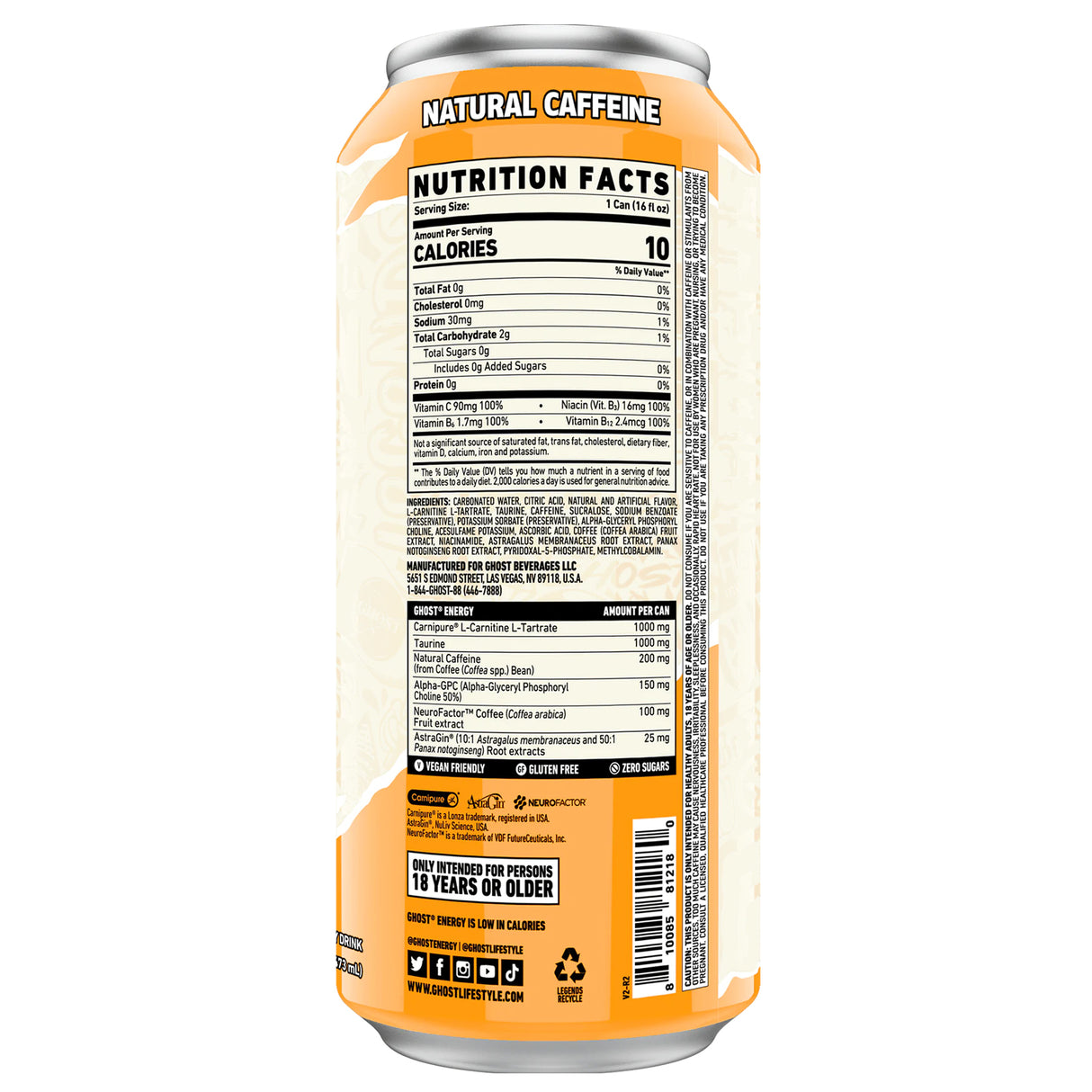 Ghost Energy Drink Orange Cream, Zero Sugars - 473 ml Ramadan Deal - Klouds