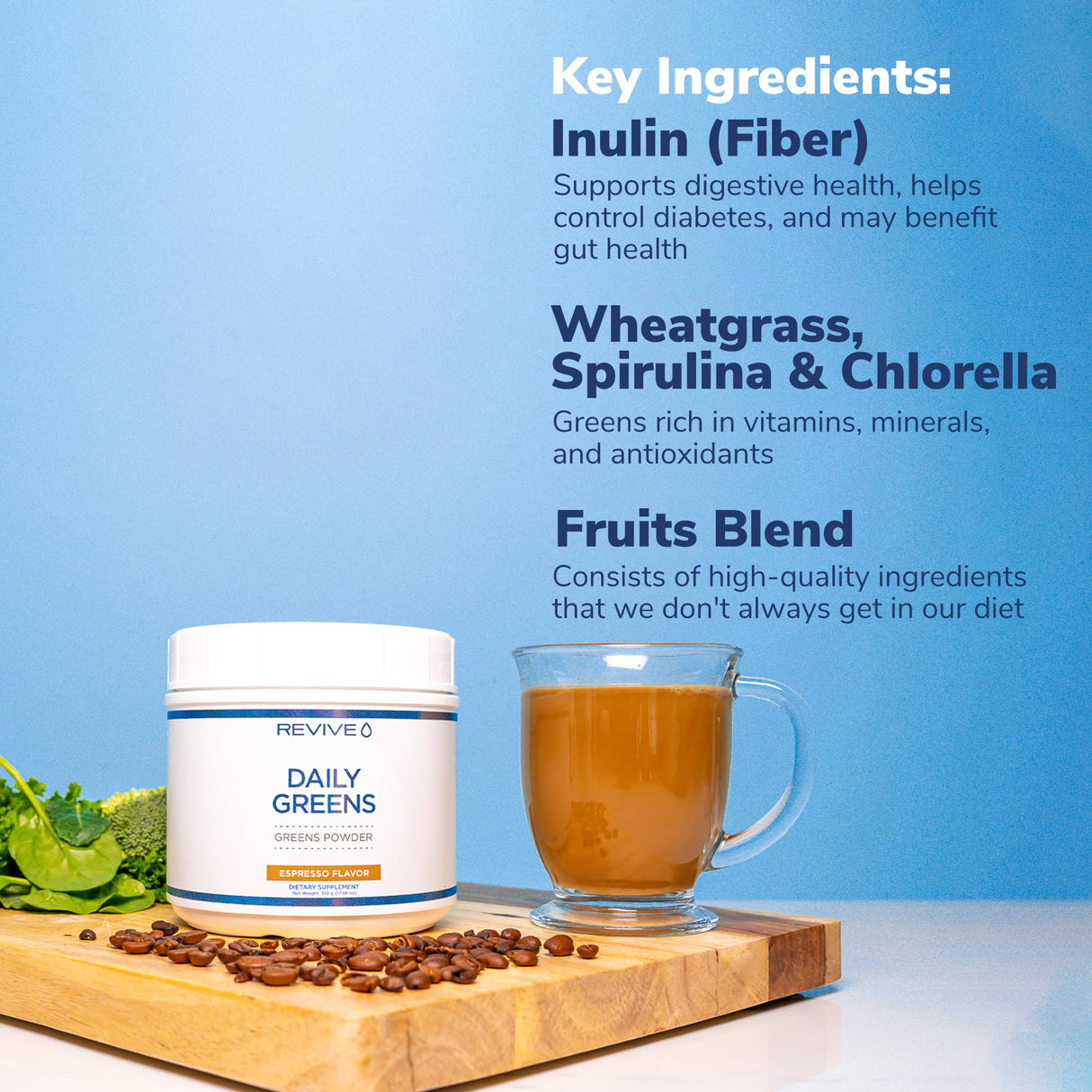 Revive Daily Greens Powder, Espresso - 510g