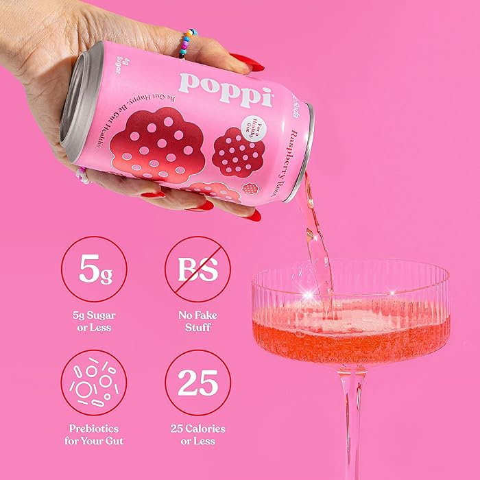 Poppi Raspberry Rose Prebiotic Soda (355ml) - Klouds