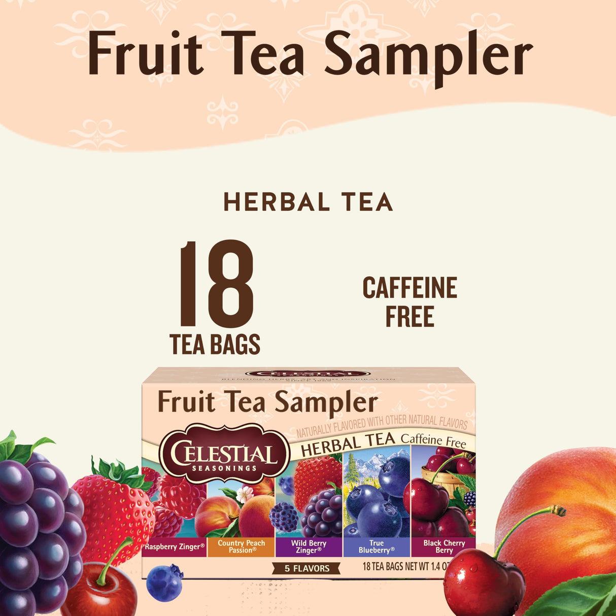 Celestial Seasonings Fruit Sampler Herbal Tea 18 Tea Bags