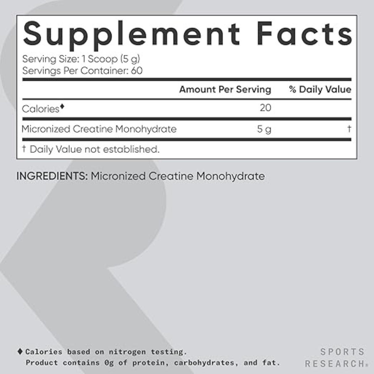 Sports Research Creatine Monohydrate 60 Servings – 300g