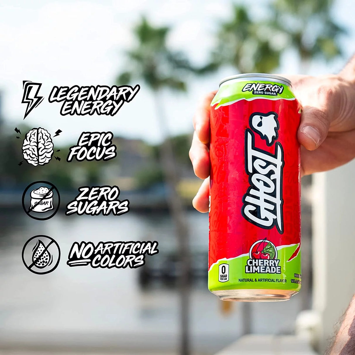 Ghost Energy Drink Cherry Limeade, Zero Sugars - 473 ml Ramadan Deal - Klouds