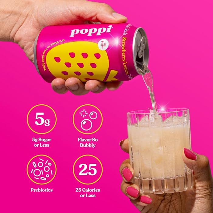 Poppi Strawberry Lemon Prebiotic Soda (355ml) - Klouds