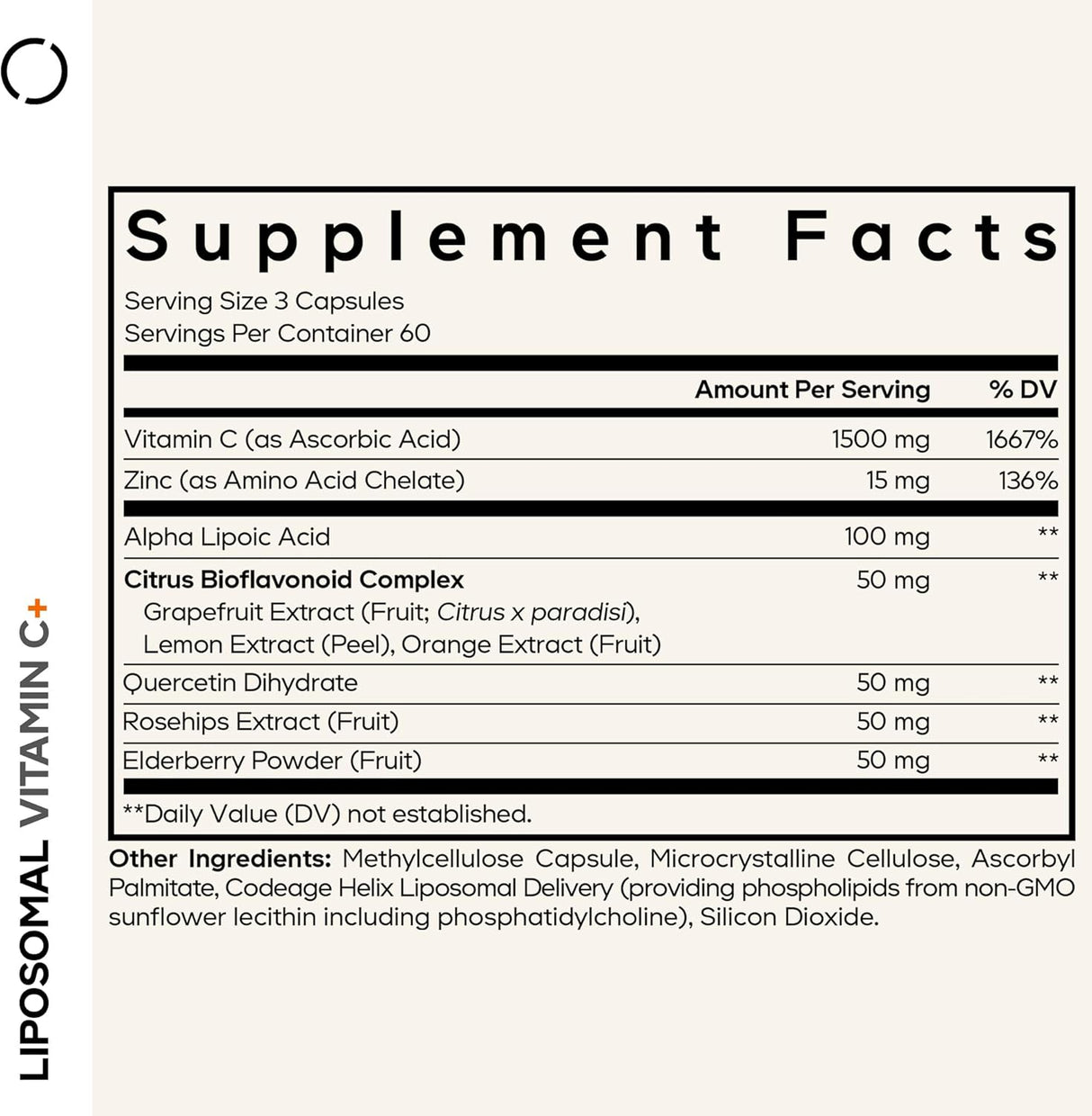 Codeage Liposomal Vitamin C+ 180 Vegetable Capsules