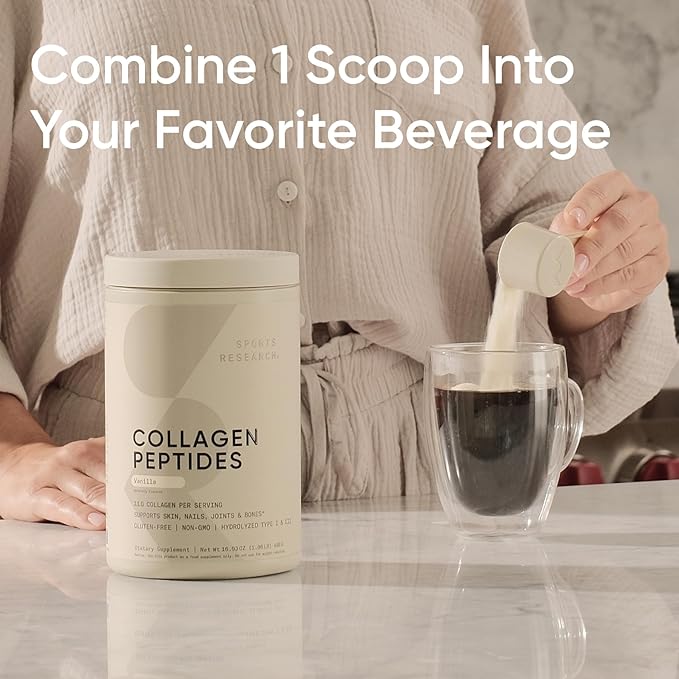 Sports Research Collagen Peptides – Vanilla (480g)