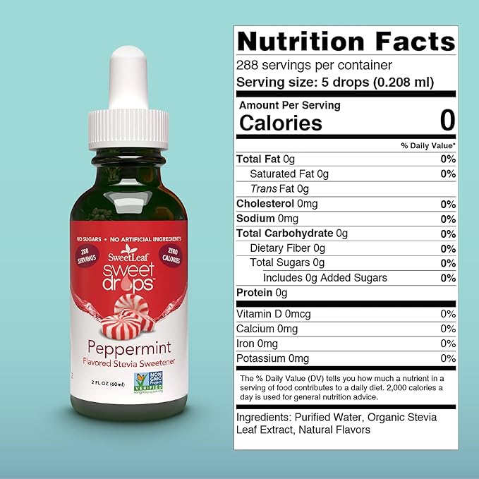 Sweet Leaf Peppermint Stevia Drops 2 oz