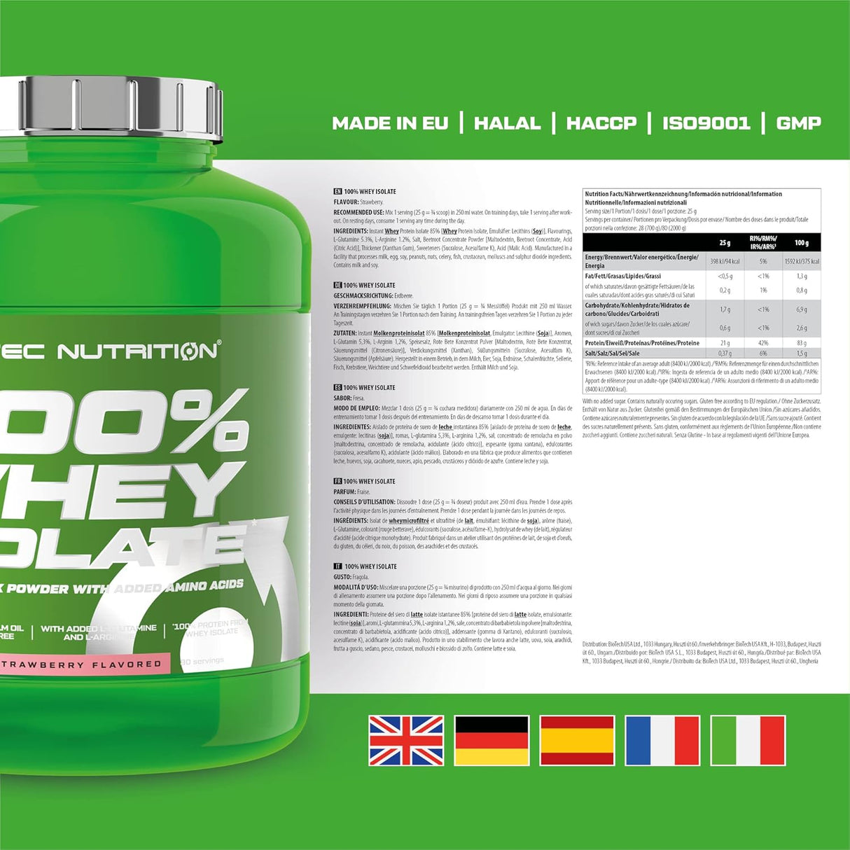 Scitec Nutrition 100% Hydro Isolate 2000 g Strawberry