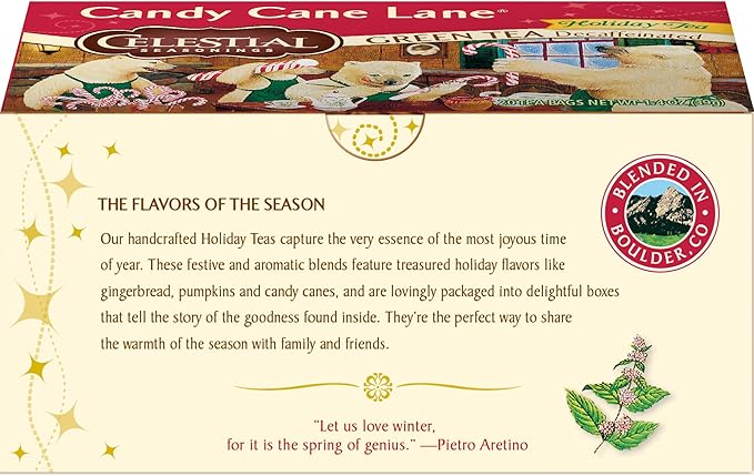 Celestial Seasonings Candy Cane Lane Decaf Green Tea 20 Tea Bags