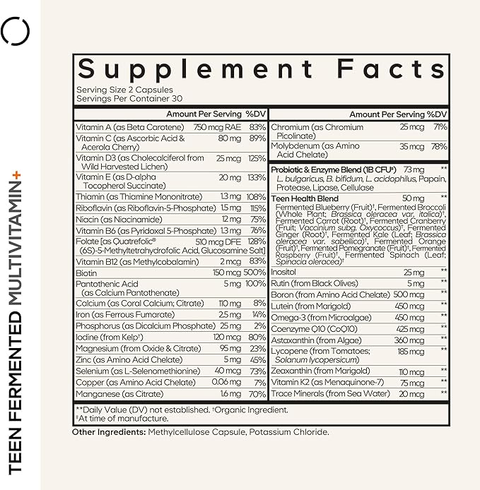Codeage Teen Fermented Multivitamin+ 60 Vegetable Capsules