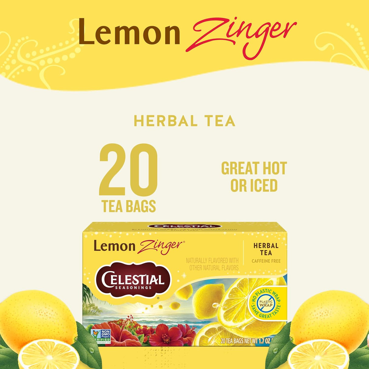 Celestial Seasonings Lemon Zinger Herbal Tea 20 Tea Bags