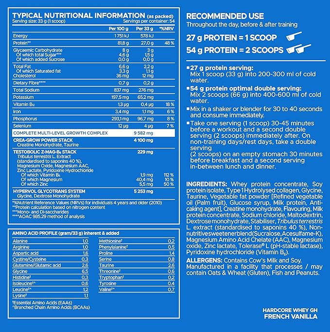 USN Hardcore Whey GH Vanilla 1.8 kg