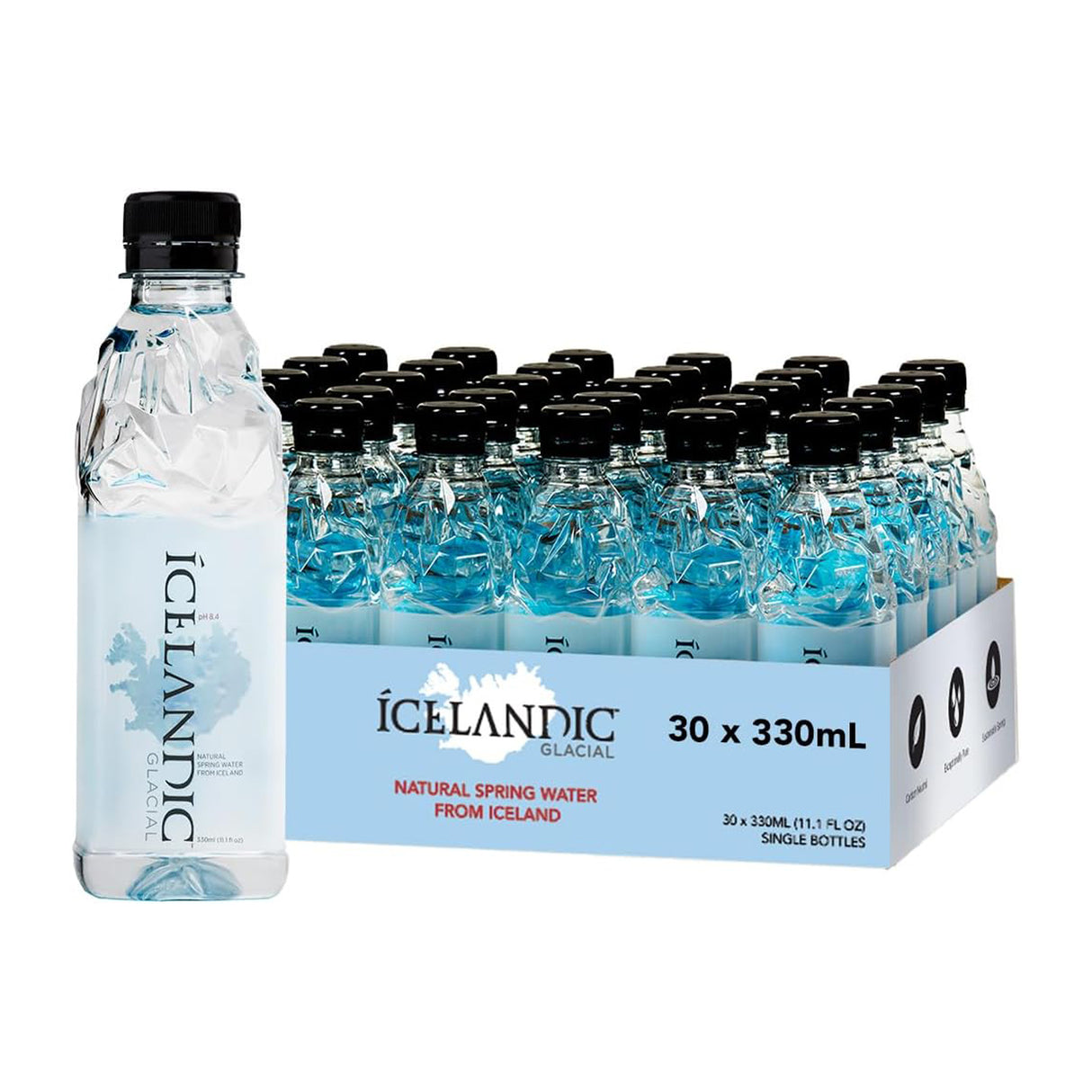 Icelandic Glacial Natural Spring Alkaline Water, 30 X 330 ml