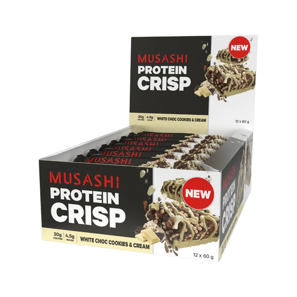 MUSASHI Protein Crisp Bar 60g (Box of 12 Bars)