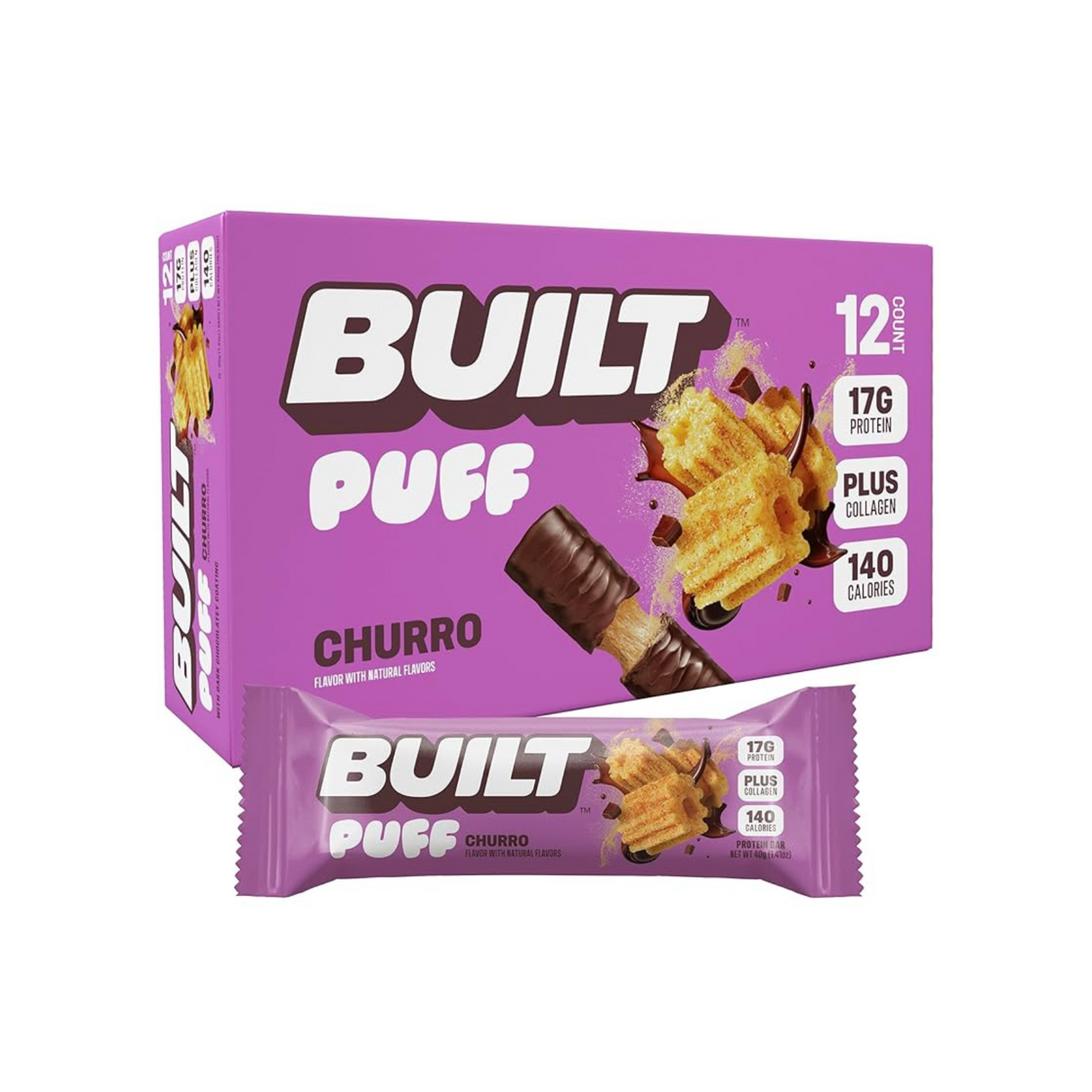 Built Bar Puff Protein Bars 17g Box of 12
