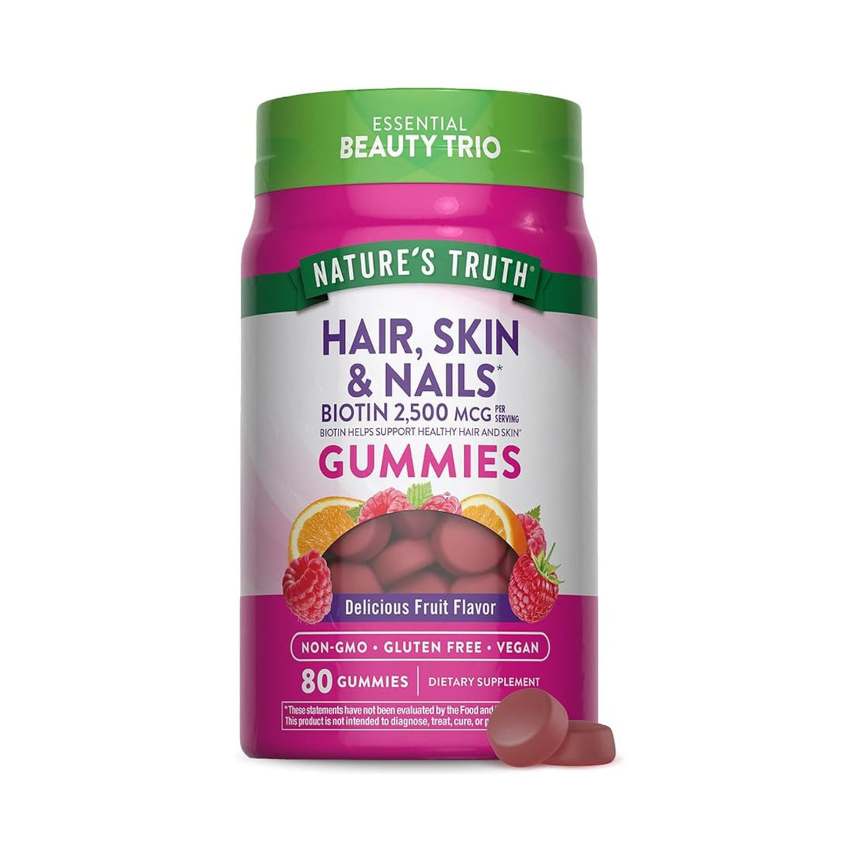 Nature’s Truth Hair, Skin & Nails – 80 Vegan Gummies Fruit Flavor