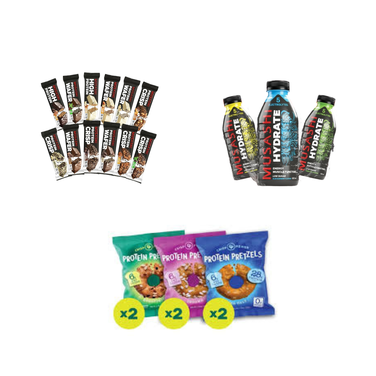 Klouds Iftar Premium Combo | Musashi Wafers, Hydrate Drinks & Protein Pretzels (Variety Pack) - Klouds