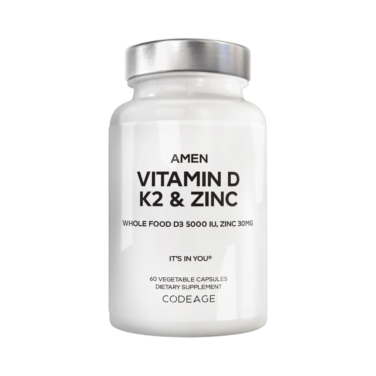 Codeage Amen Vitamin D3, K2 & Zinc 60 Vegetable Capsules