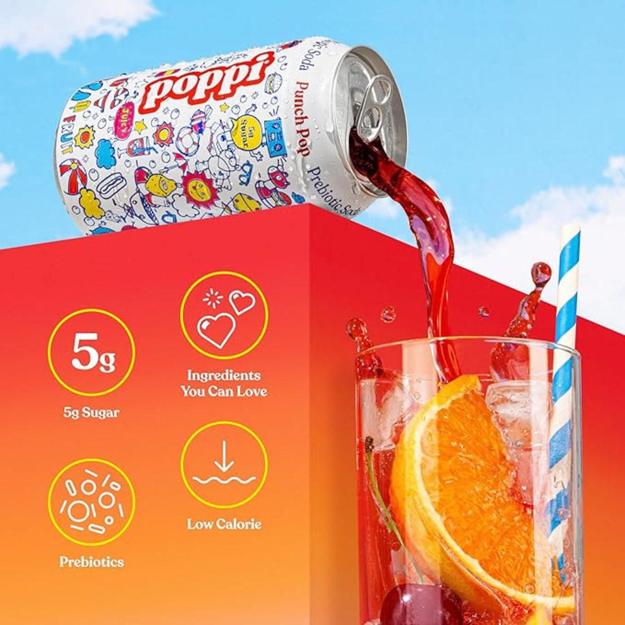 Poppi Punch Pop Prebiotic Soda (355ml)