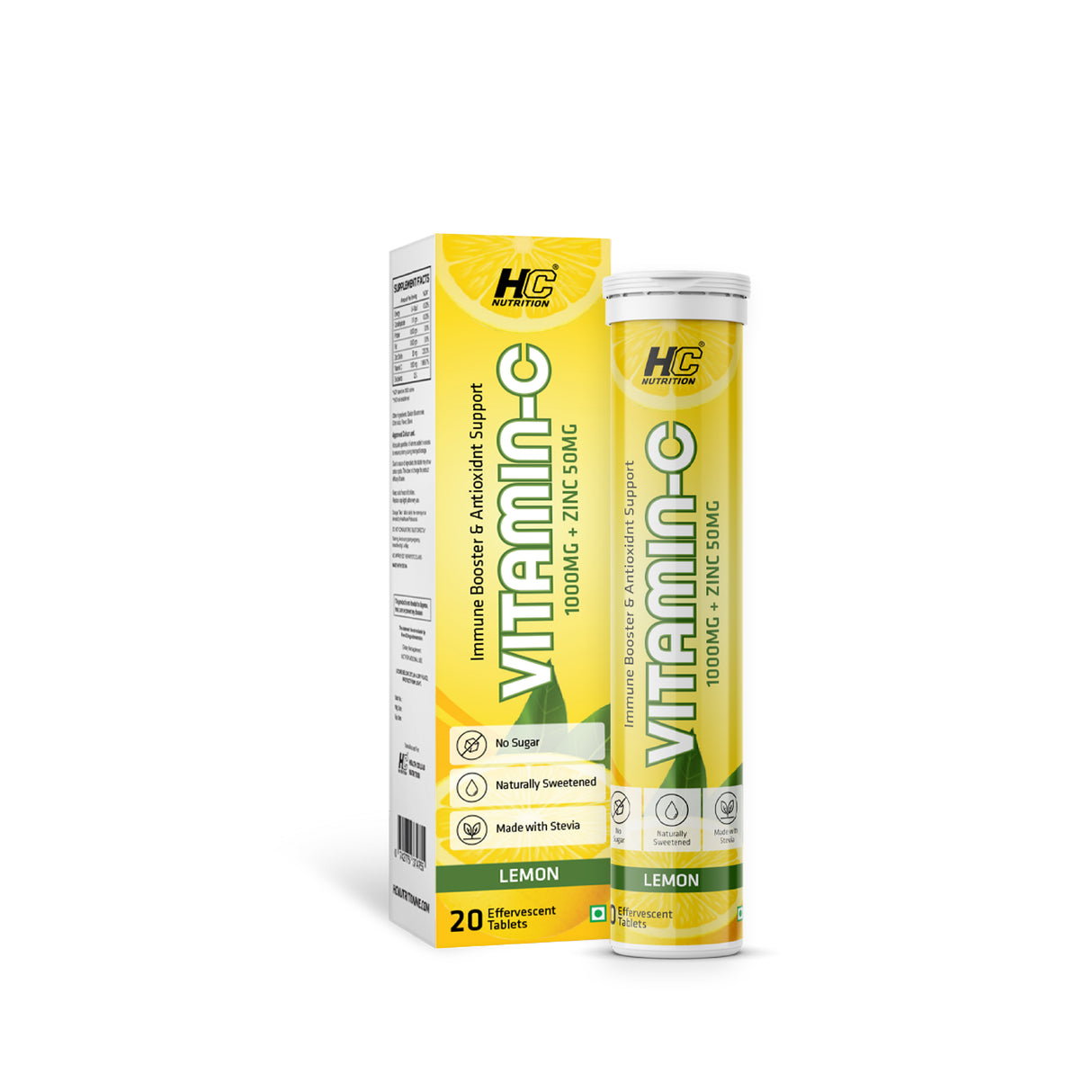 HC Nutrition Vitamin C 1000mg with zinc 50mg 20 Effervescent Tablets