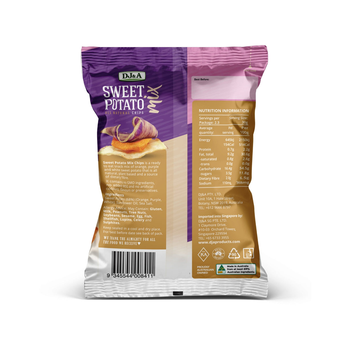 DJ&A Mixed Sweet Potato Chips Sea Salt 70g