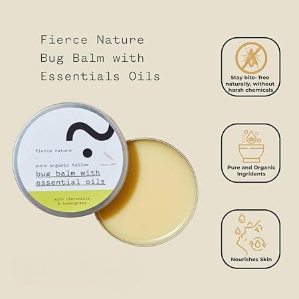 Fierce Nature Bug Balm with Essential Oils 100g