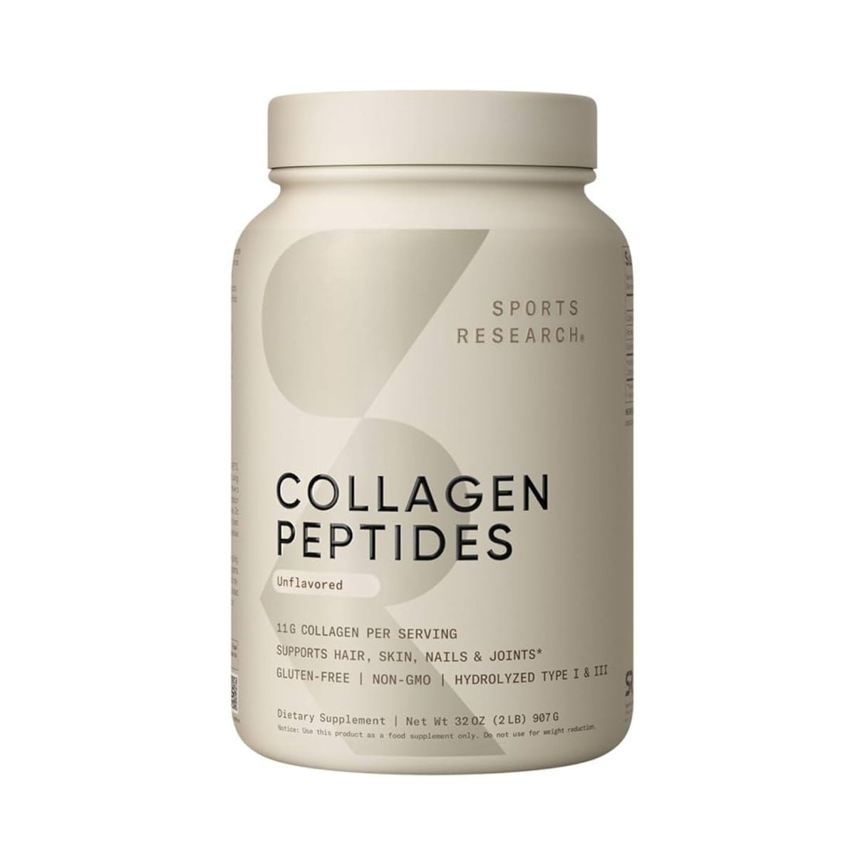 Sports Research - Collagen Peptides Powder Unflavored (907g)