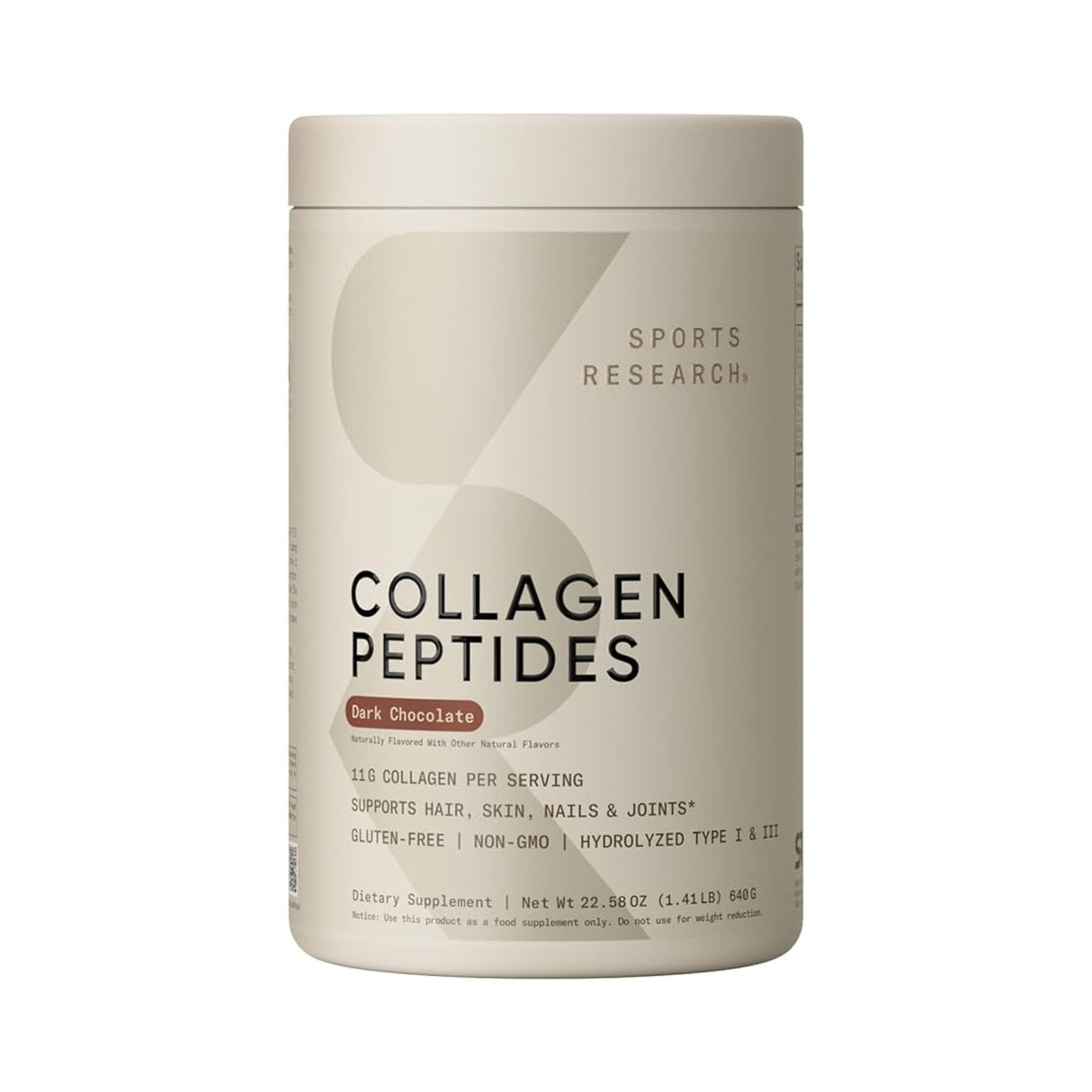 Sports Research Collagen Peptides – Dark Chocolate (640g)