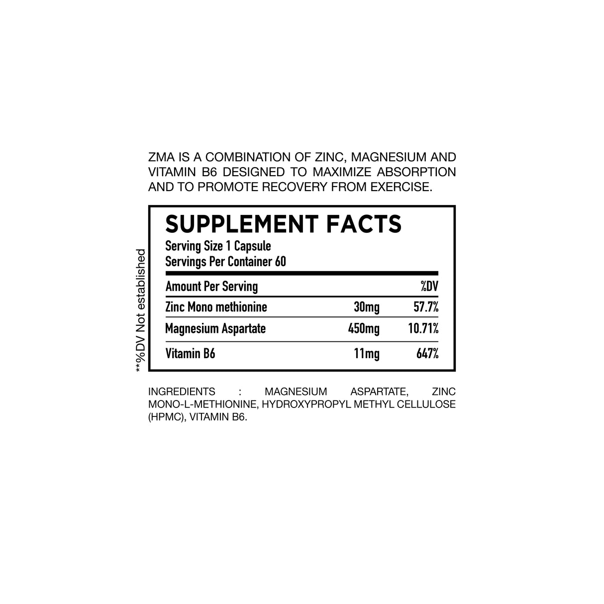 HC Nutrition ZMA | 60 Capsules