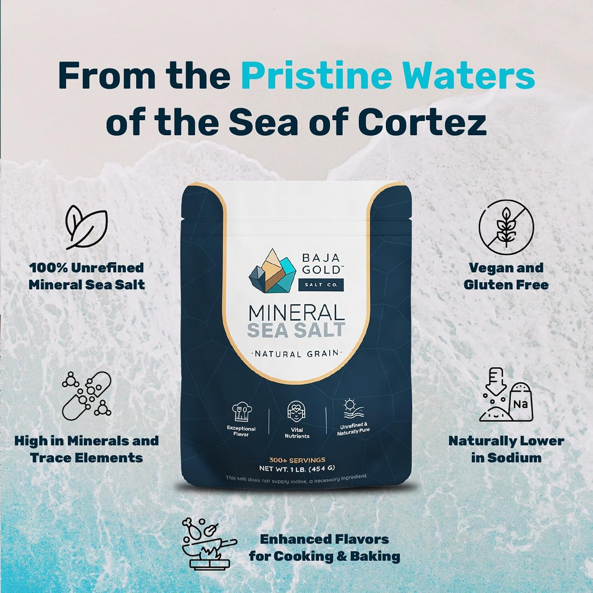 Baja Gold Mineral Sea Salt - Natural Grain 454g