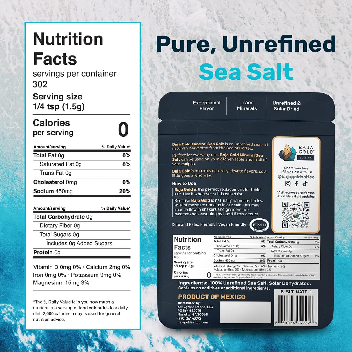 Baja Gold Mineral Sea Salt - Natural Grain 454g