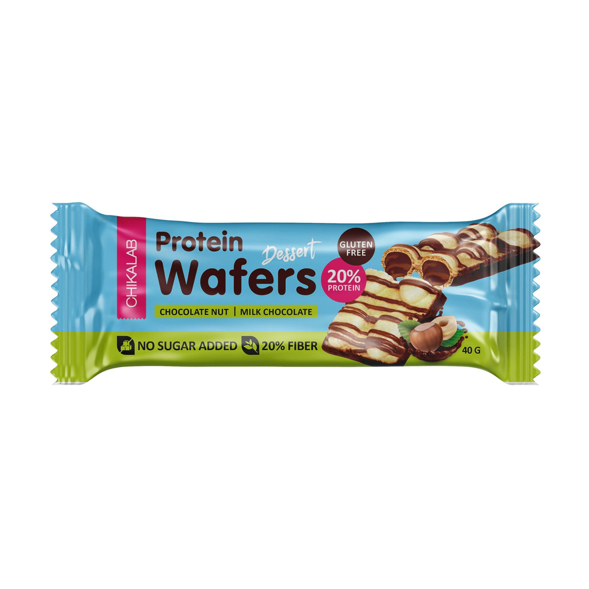 Chikalab Protein Wafer, Chocolate Nut Dessert 40g