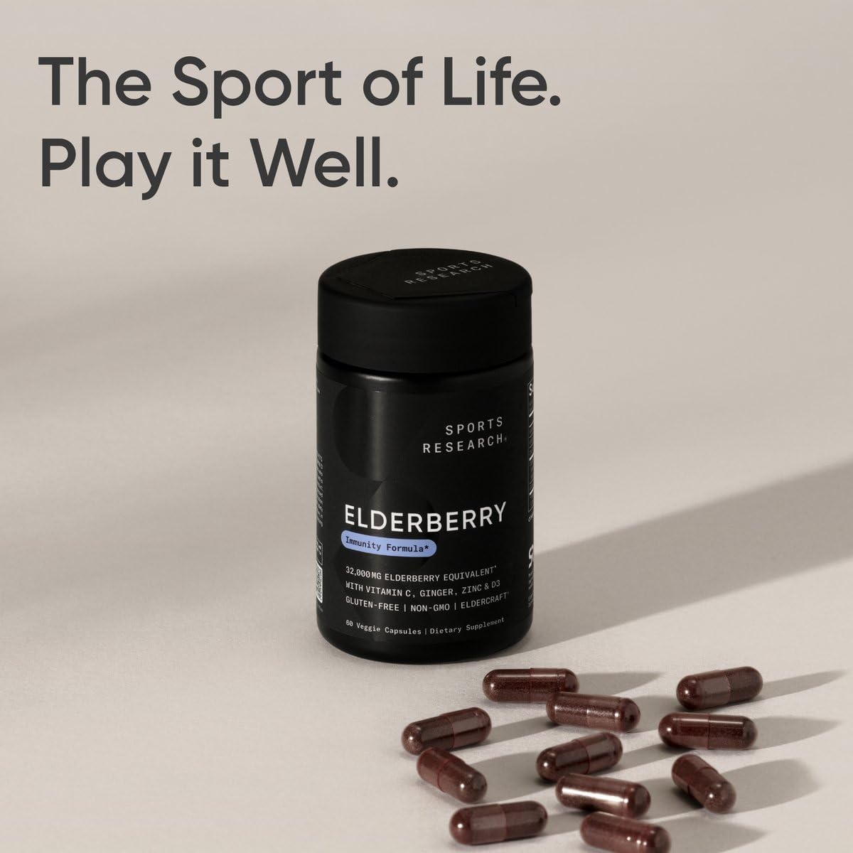 Sports Research Elderberry Zinc & D3 60 Veg Capsules