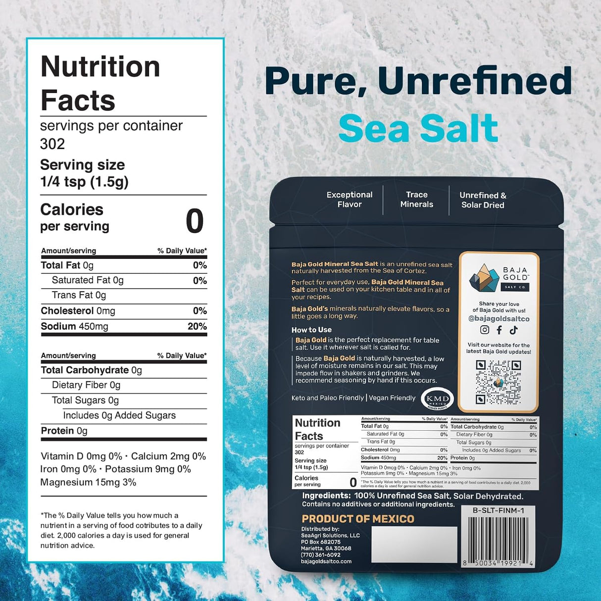 Baja Gold Mineral Sea Salt - Fine Grind 454g