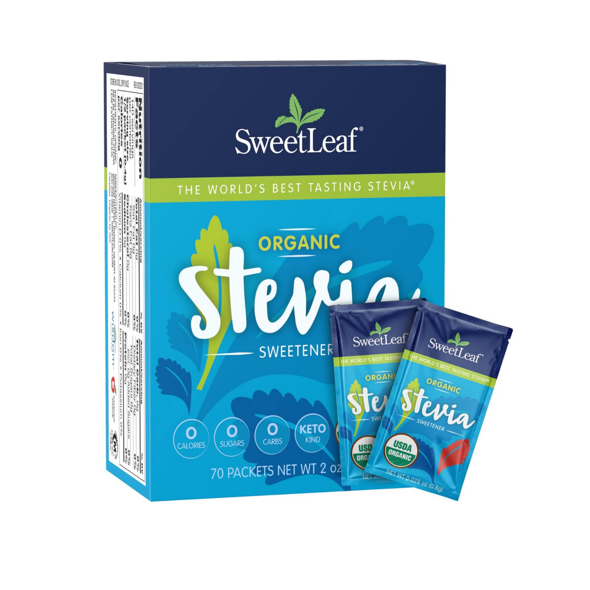 Sweet Leaf Natural Organic Stevia Sweetener 70 Count