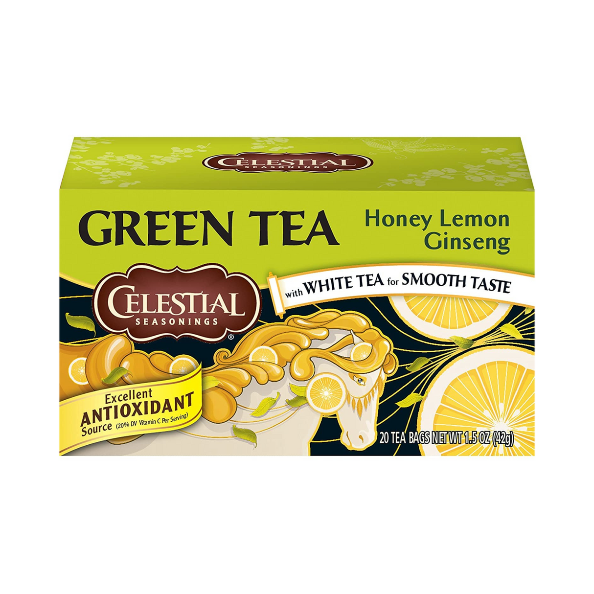Celestial Seasonings Honey Lemon Ginseng Green Tea 20 Tea Bags