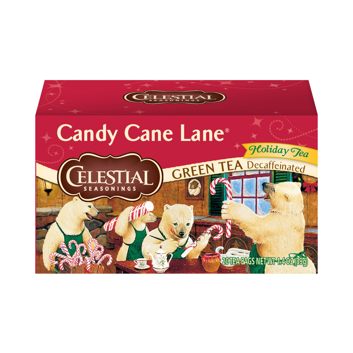 Celestial Seasonings Candy Cane Lane Decaf Green Tea 20 Tea Bags