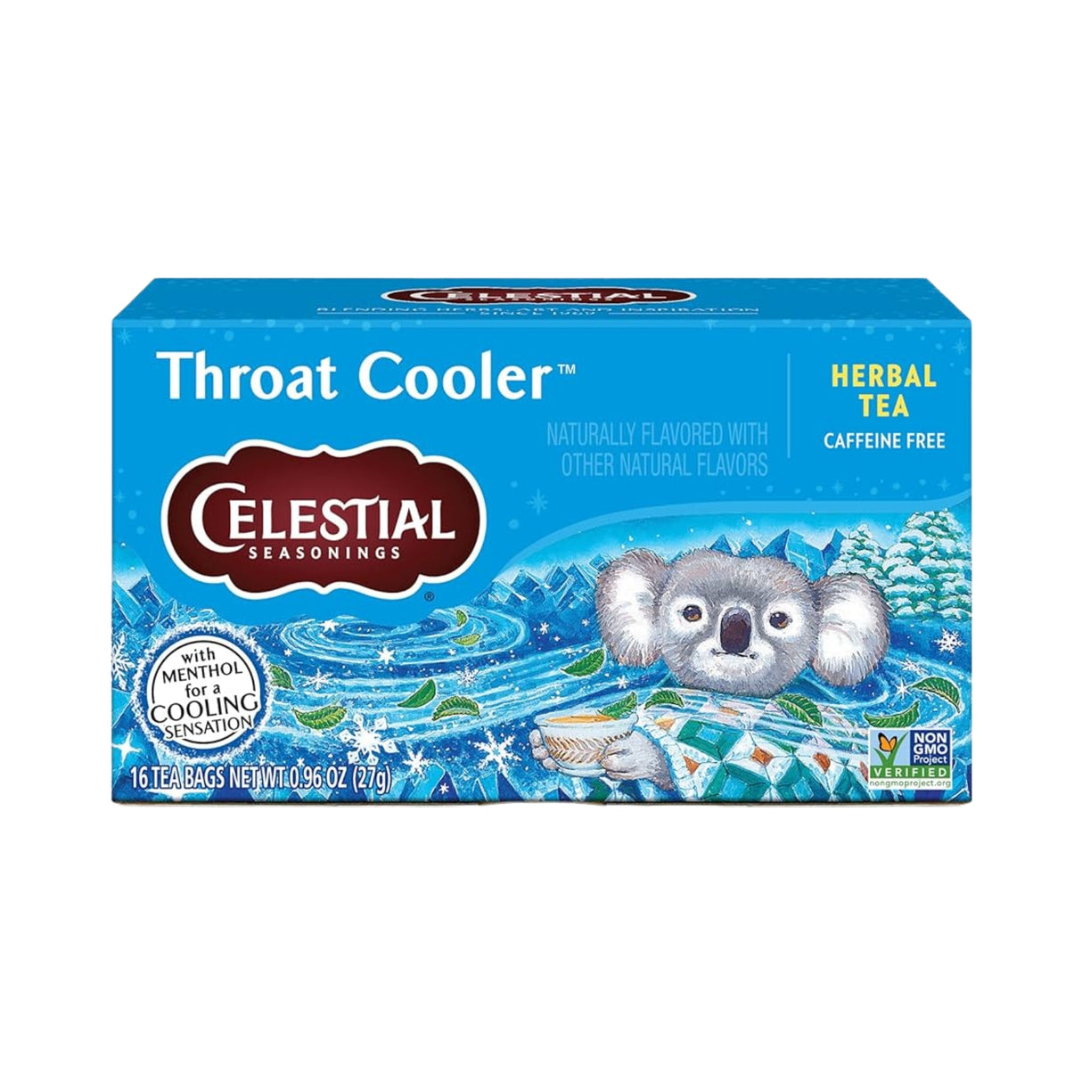 Celestial Seasonings Throat Cooler Caffeine Free Herbal Tea 16 Tea Bags
