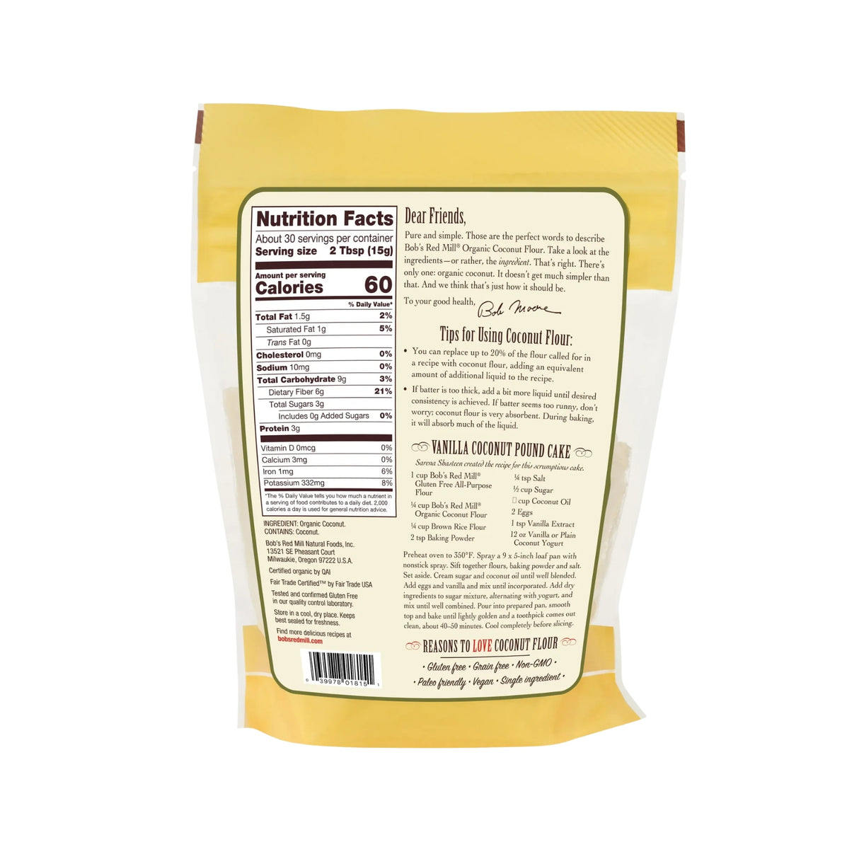 Bob’s Red Mill Organic Coconut Flour 453g