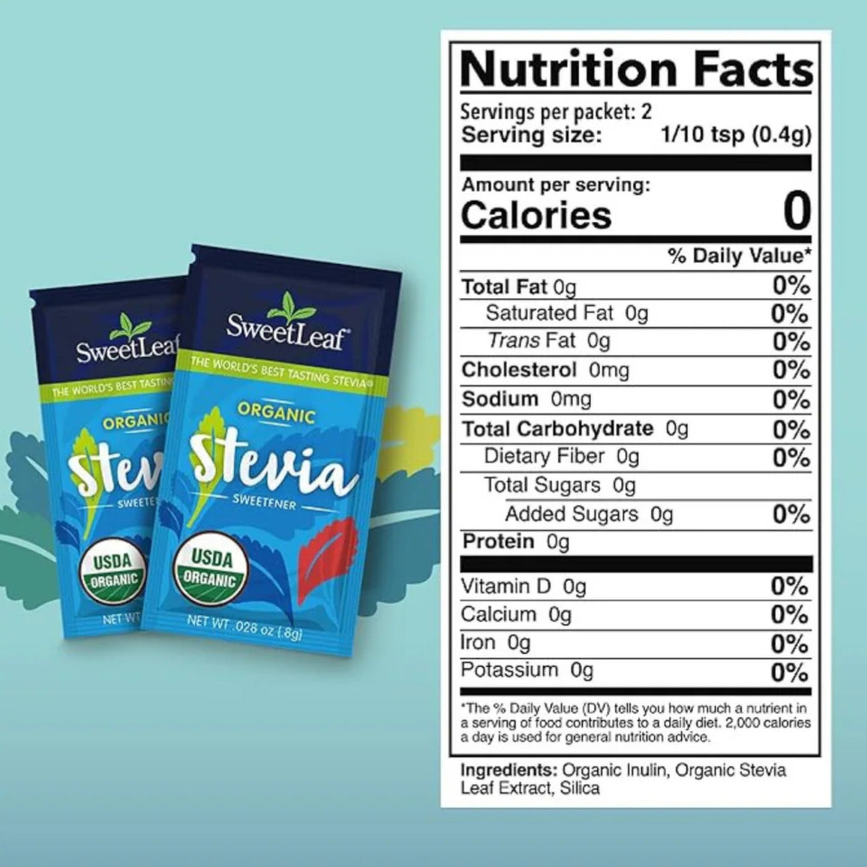 Sweet Leaf Natural Organic Stevia Sweetener 35 Count