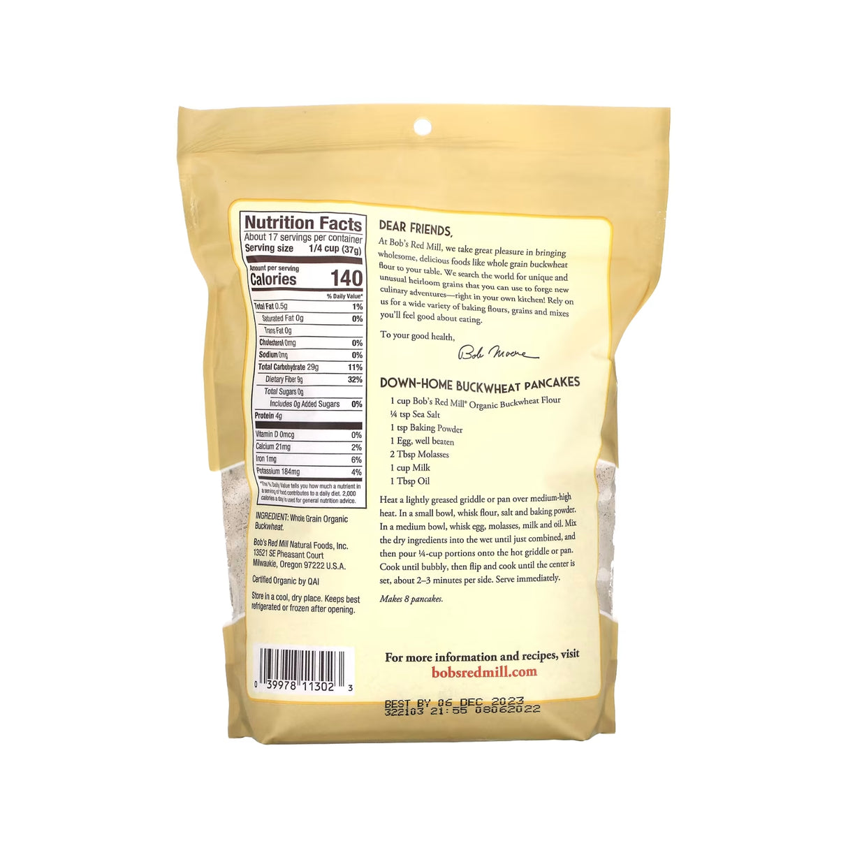 Bob’s Red Mill Organic Buckwheat Flour 624g