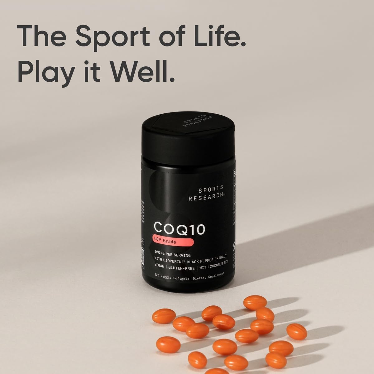 Sports Research CoQ10 with Bioperine & Coconut 100mg 120 Softgels