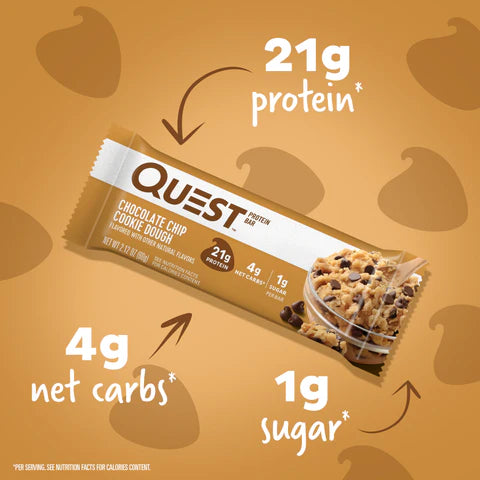 QUEST CHOCOLATE CHIP COOKIE DOUGH PROTEIN BARS
